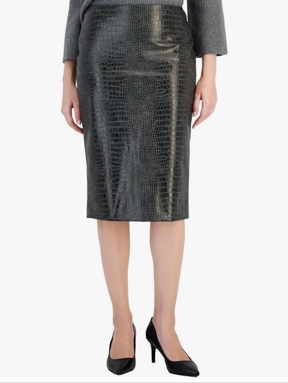 Anne Klein Womens Center Back Zip Faux Skimmer Skirt